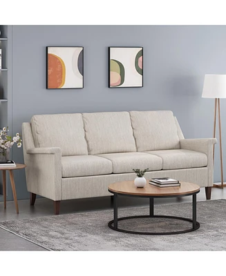 Contemporary Upholstered 3 Seat Sofa with Birch Wood Legs for Classy Comfort