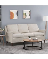 Contemporary Upholstered 3 Seat Sofa with Birch Wood Legs for Classy Comfort