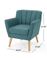 Mid-Century Modern Club Chair with Birch Wood Legs and Channel Stitching