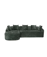 Boucle Sofa 3 Seater for Living Room Oversized Comfy Sofa L-Shape Sofa Couch with Chaise Home Furniture Sleeper Sectional Sofa for Apartment, Office L