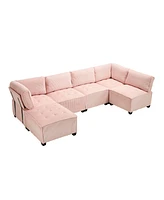 U-Shaped Modular Sectional Sofa with Reversible Chaise