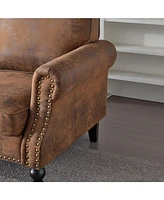 40" Nailhead Trim Sofa, 22" Deep Seat, Faux Leather