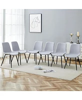 Comfortable Dining Chair Set: Set of Six in Light Gray Linen-Cotton