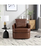 Swivel Barrel Chair, Comfy Round Accent Sofa Chair for Living Room, 360 Degree Swivel Barrel Club Chair, Leisure Arm Chair for Nursery, Hotel