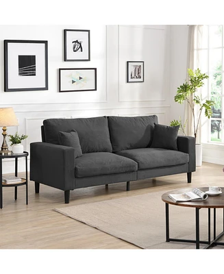 74" Sofa Bed, Wooden Frame 3 Seater, Modern Velvet Sofa Dark Grey