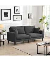 74" Sofa Bed, Wooden Frame 3 Seater, Modern Velvet Sofa Dark Grey