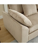 6-Seat Oversized Modular Sectional Sofa, Brown Corduroy