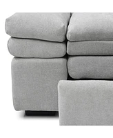 Grey Linen Sleeper Sofa Bed with Pull Out Chaise