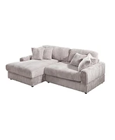 Modern CorduroyCorner sofa Sleeper Sofa Couch With Comfy Deep Seat& 6 Pillows