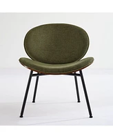 Mid-Century Shell Chair: Walnut Finish, Green Fabric, Comfortable Backrest