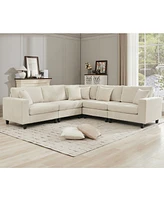 Oversized Corduroy Modular Sofa Set: 5-Seat L-Shaped