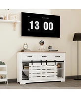 53" Farmhouse Buffet Cabinet with Sliding Barn Doors and Drawers