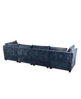 130" Inch Modular Sectional Sofa, Linen Fabric Couch Set with Convertible Ottoman,U shaped sofa,comfortable,Freely Combinable Sofa for Living Roo