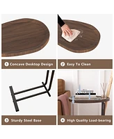 C-Shaped End Table for Sofa, Bedside, and Couch (Brown