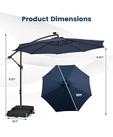 10 Feet Cantilever Umbrella with 32 Led Lights and Solar Panel Batteries