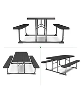 Skonyon 6ft Picnic Table with 2 Benches Heavy-Duty Table for 6-8 Person