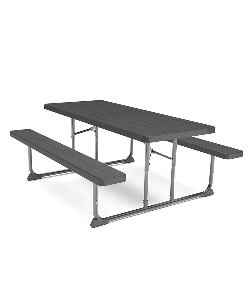 Skonyon 6ft Picnic Table with 2 Benches Heavy-Duty Table for 6-8 Person