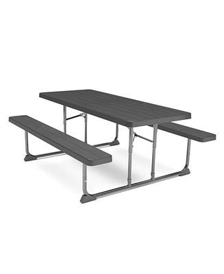 Skonyon 6ft Picnic Table with 2 Benches Heavy-Duty Table for 6-8 Person
