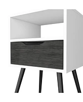 Nightstand Fugaz, Open Shelf, Single Drawer, Smokey Oak Finish