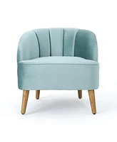 Mid-Century Modern Velvet Club Chair With Birch Legs
