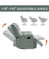 Manual Recliner Chair with Rocker and Swivel in Fabric for Living Room, Green