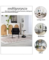 Modern Velvet Desk Chair, Metal Legs Upholstered Accent Arm Chair for Living Room/Bedroom/Small Spaces/Home Office,Black