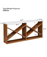 70.87" Farmhouse Table with Storage, X-Shape, Detachable Extra-Long