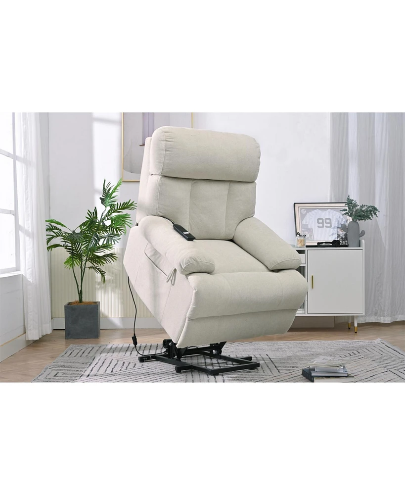 Electric Oversized Recliner Chair for Seniors and Elderly (Light Gray)