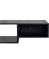 65.35in Wall Mounted Floating Tv Stand with 20 Color LEDs and Charging Station
