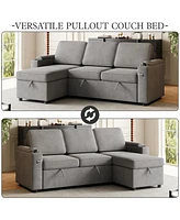 85" Sleeper Sofa with Storage & Charging Port
