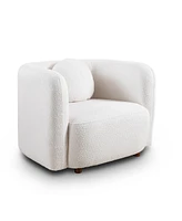 Boucle Fabric Accent Sofa Chair, Japandi Style Armchair