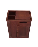 Powered End Table with Charging Station, Nightstand with Storage, Wheels, Red