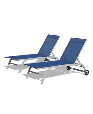 Blue Outdoor Chaise Lounge Set (2 Chairs)