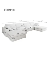 Cloud Modular Sectional sofa with 2 Storage Ottomans,160.6" Down Filled Comfort U Shaped Sofa Couch for Living Room 4seaters+2ottoman