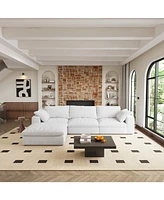 Cloud Modular Sectional Sofa with Storage Ottoman 120inch Down Filled Comfort L Shaped Sofa Couch for Living Room 3Seater +1 Ottoman
