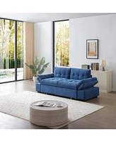 Blue Sleeper Sofa Bed with Teddy Chaise