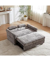 58" Chenille 3-in-1 Loveseat Sofa Bed Sleeper with Pillows