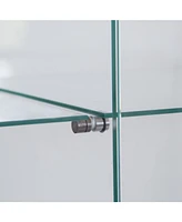 3 Door Glass Cabinet Glass Display Cabinet with 4 Shelves, Black