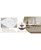 55" Dining Table & 6 White Chairs - Minimalist Style