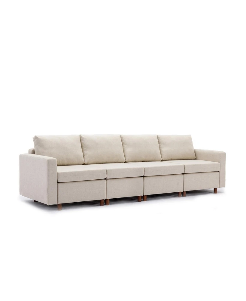 4 Seat Module Sectional Sofa Couch for living room,Seat Cushion and Back Cushion Non-Removable and Non-Washable,Cream