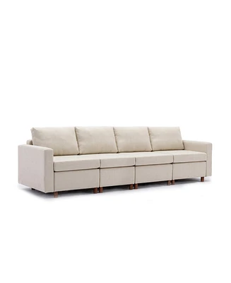 4 Seat Module Sectional Sofa Couch for living room,Seat Cushion and Back Cushion Non-Removable and Non-Washable,Cream