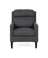 Contemporary Club Chair with Waterfall Back and Tapered Rubberwood Legs