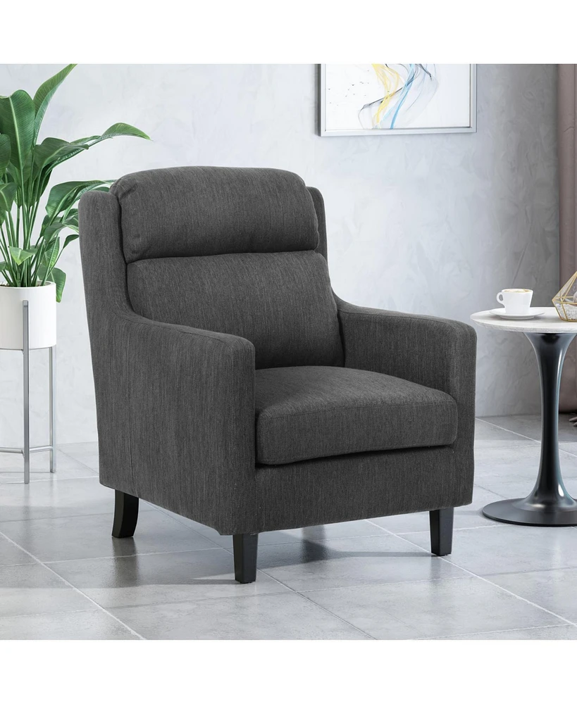Contemporary Club Chair with Waterfall Back and Tapered Rubberwood Legs