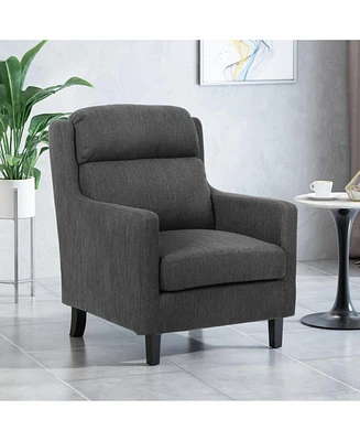 Contemporary Club Chair with Waterfall Back and Tapered Rubberwood Legs