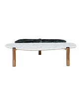 Faux Marble Coffee Tables Accent Tea Tables with Gold Metal Foot for Living Room Home Office