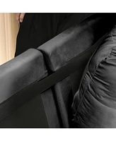 Modern Cloud Compression Sofa, 90.5", Frosted Velvet, Dark Gray