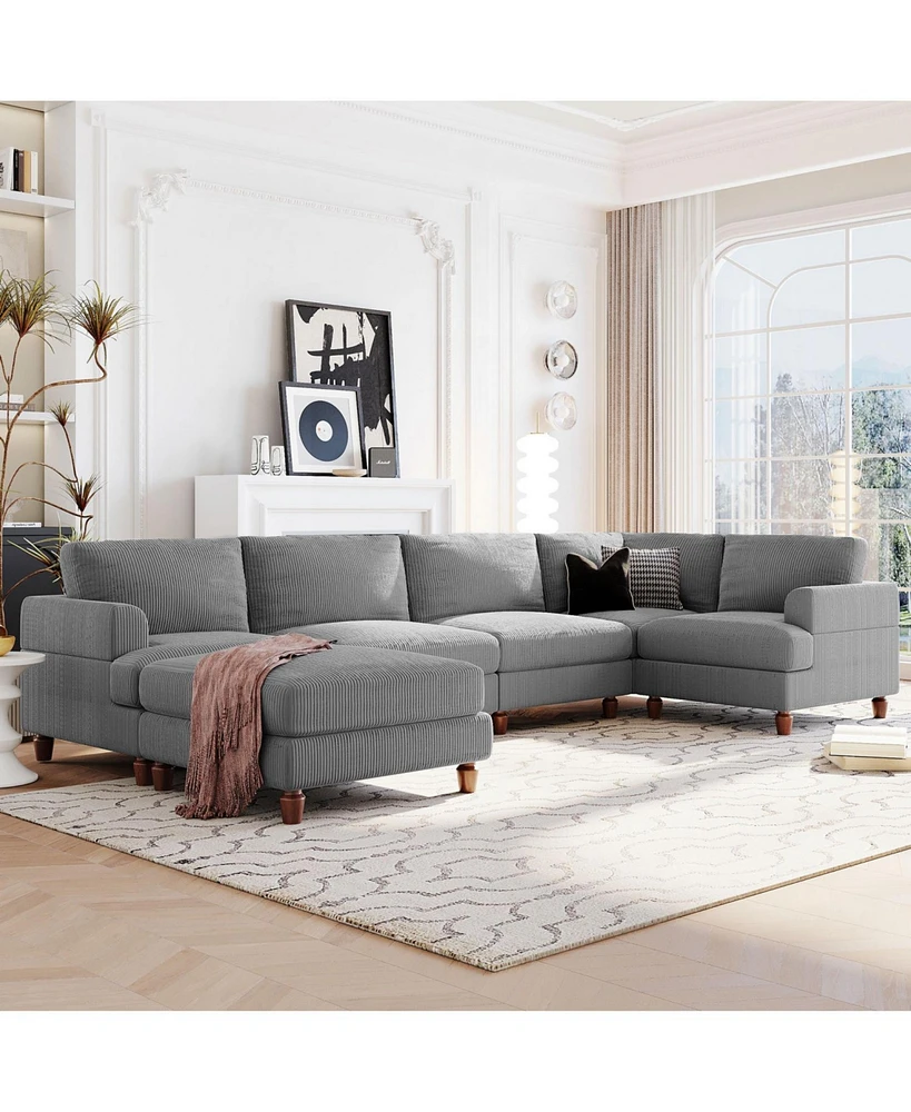 Modular Sectional Sofa with Ottoman L Shaped Corner for Living Room, Office, Spacious Space