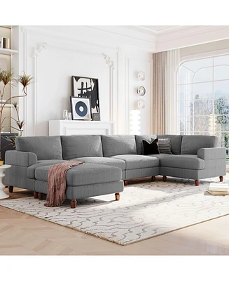 Modular Sectional Sofa with Ottoman L Shaped Corner for Living Room, Office, Spacious Space