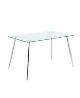 Modern Glass Dining Set with 7 Gray Pu Chairs