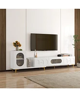 Wood Extendable Tv Stand Rectangle Entertainment Center,Media Tv Console for Living Room Bedroom